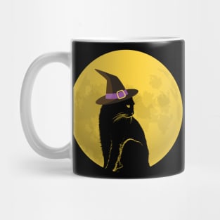 Black Witch Cat and Full Moon Mug